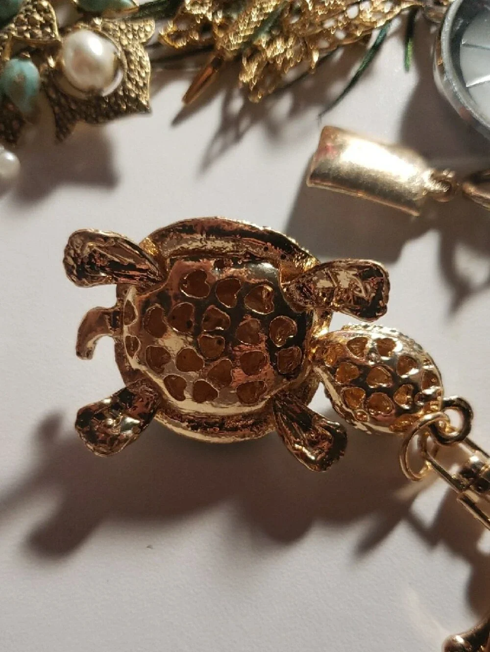 Siren's Collection Turtle Blue & Gold Keychain